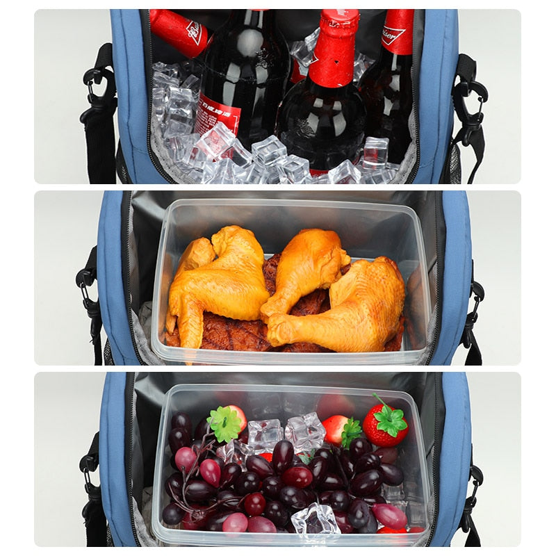Sac à Dos Isotherme Bleu avec Bandes Réfléchissantes,  sac à dos isotherme livraison repas
